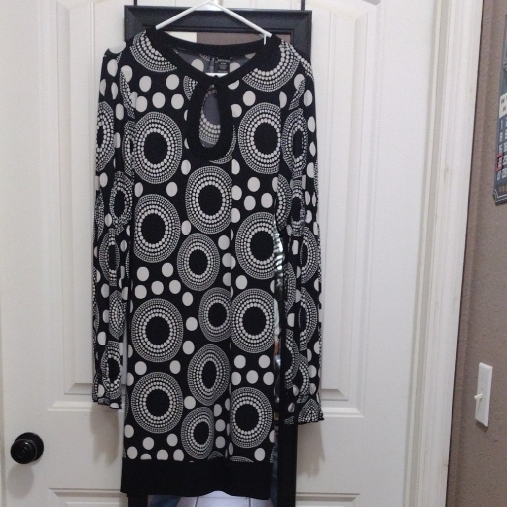 Bisou Bisou Monochrome Polka Dot Dress Size XL